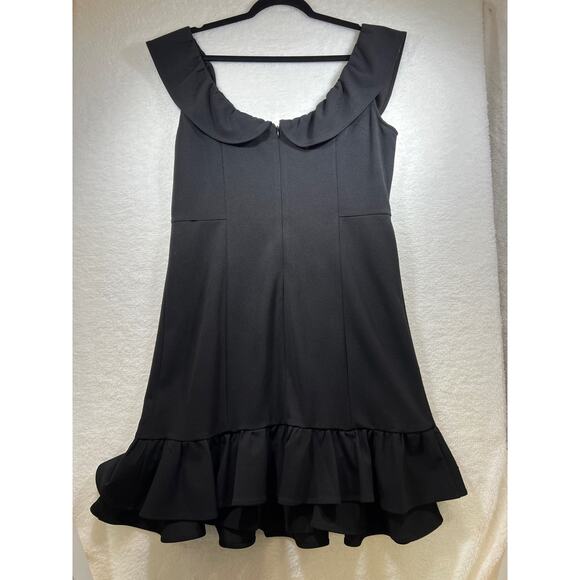 Nanette Lepore Black Tiered Ruffle Hem Off Shoulder Mini Dress Womens 8 - Picture 2 of 14